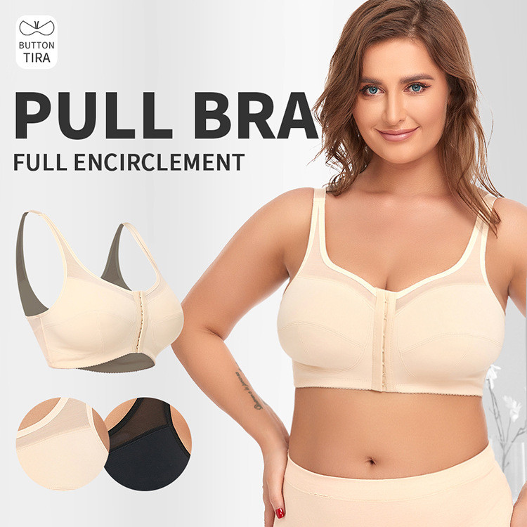 Wholesale Large Size Bra Front Closure Lace Wireless Full Cup Plus Bra for Women
