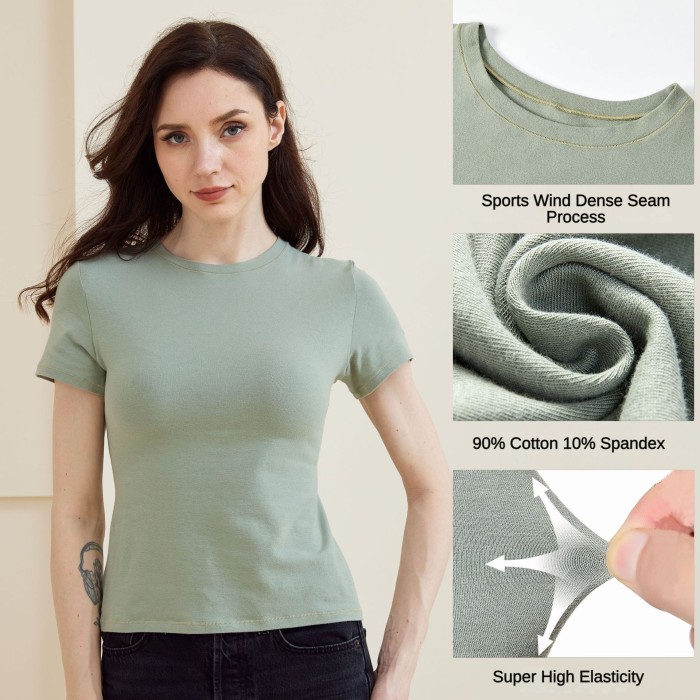 Wholesale SKIMS Cotton Jersey T Shirt Fitted Crew Neck High Stretch Softness Tops Supplier