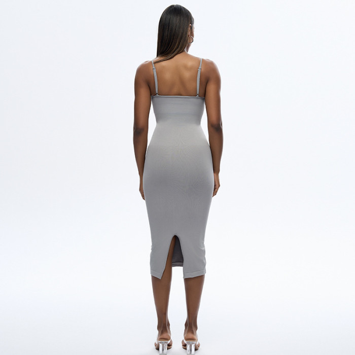 Wholesale Seamless Shapewear Dress for women Long Back Slit Camisole Tummy Control
