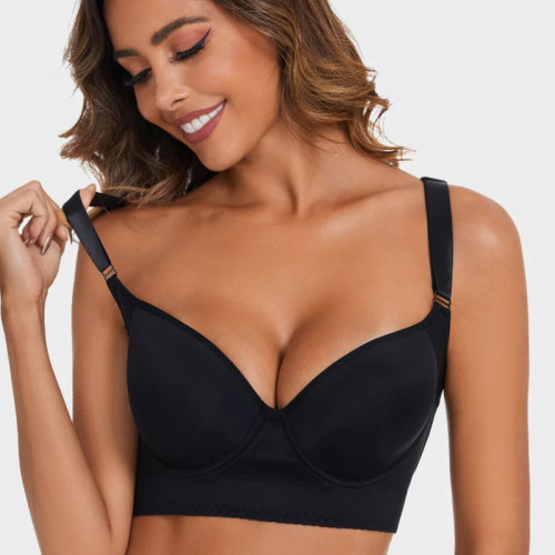 Premium Trendy Plus Size Seamless Underwire Push-Up Anti-Sagging Breathable Comfortable Sports Back Deep V Shaping Bra for Women