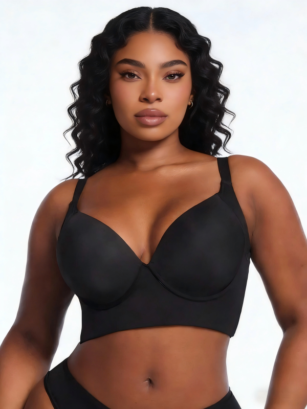 Premium Trendy Plus Size Seamless Underwire Push-Up Anti-Sagging Breathable Comfortable Sports Back Deep V Shaping Bra for Women