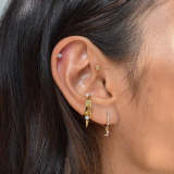 Bezel Square CZ Piercing Earring