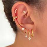 Flower Zircons Piercing Earring