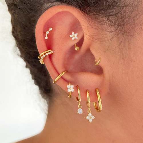 Flower Zircons Piercing Earring