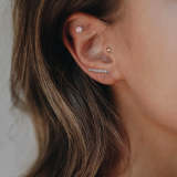 Bezel Crystal Piercing Earring