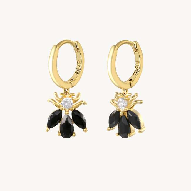 Black Zircon Bee Earrings