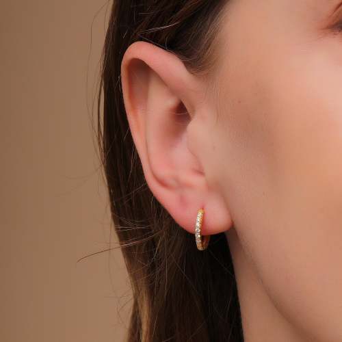 Round Zircon Hoop Earrings