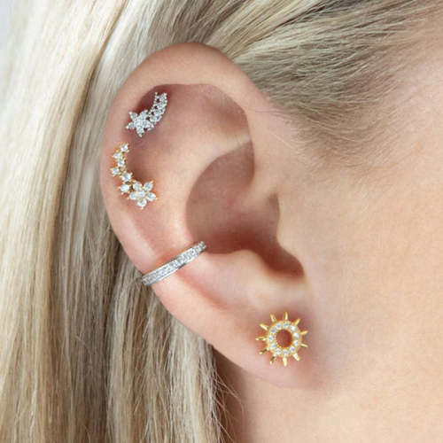 Flower Zircon Piercing Earring