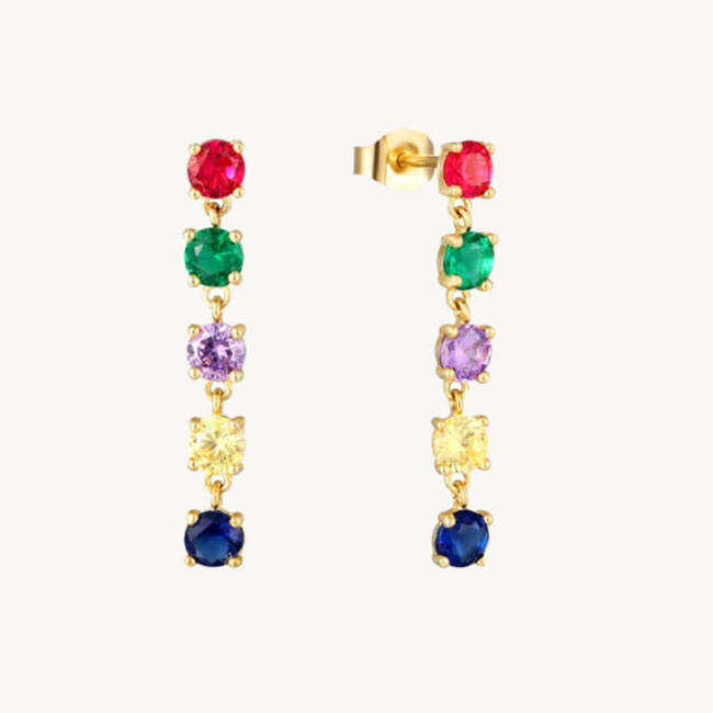 Colorful Zircon Threader Earrings