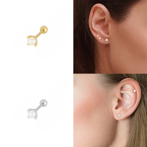 Prong Pearl Piercing Earring