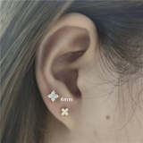 Mini Flower Zircon Piercing Earrings