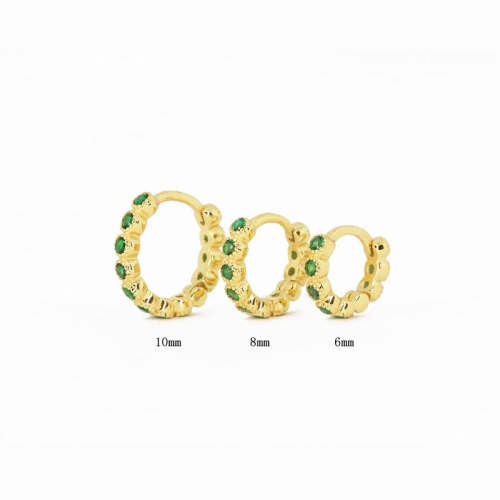 Green Zircon Huggie Earrings