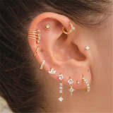 Bezel Zircon Piercing Earring