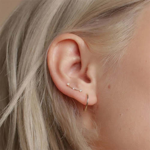 Curved Zircon Piercing Earring