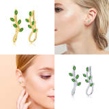 Leaf Gemstone Climber Earrings