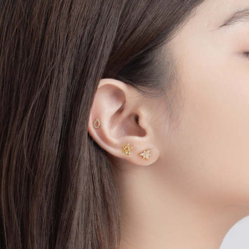 Oval Crystal Piercing Earring
