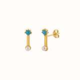 Turquoise Pearl Stud Earrings