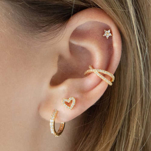 Heart Zircon Piercing Earring