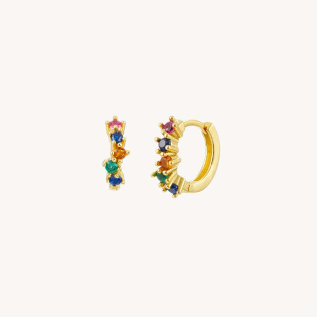 Multicolor Zircon Hoop Earrings