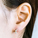 Round Bezel CZ Piercing Earring