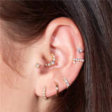 Round Carved Zircon Daith Earring