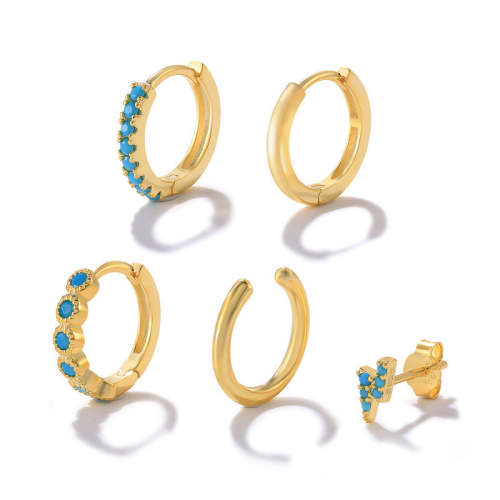 Turquoise Huggie Earring Set