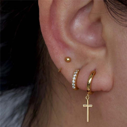 Cross Zircon Earring Set