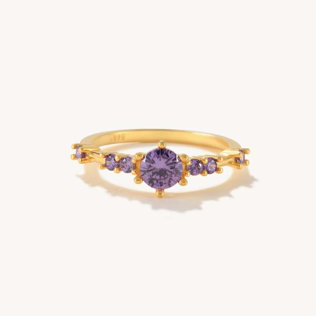 Purple Diamond Cluster Ring