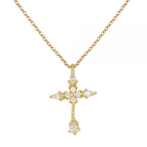 Beads Cross Zircon Necklace