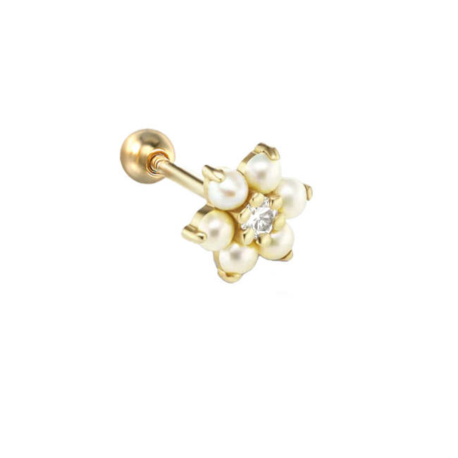 Pearl Flower Piercing Earring