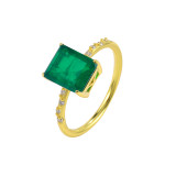 Emerald Cubic Gemstone Ring