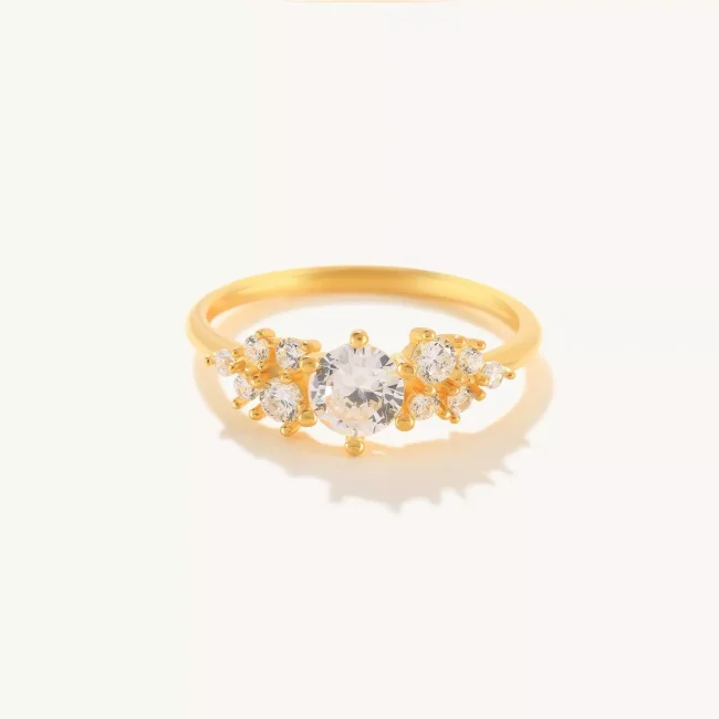 14k Solid Gold Zircon Engagement Ring