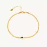 14k Solid Gold Emerald Snake Bracelet