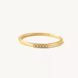 14k Solid Gold Thin Zircon Ring