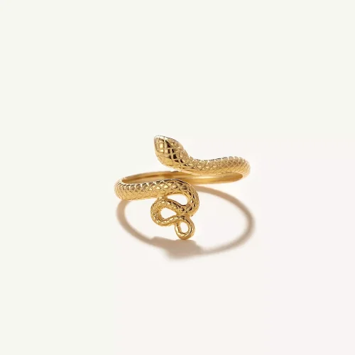 14k Solid Gold Snake Twist Open Ring