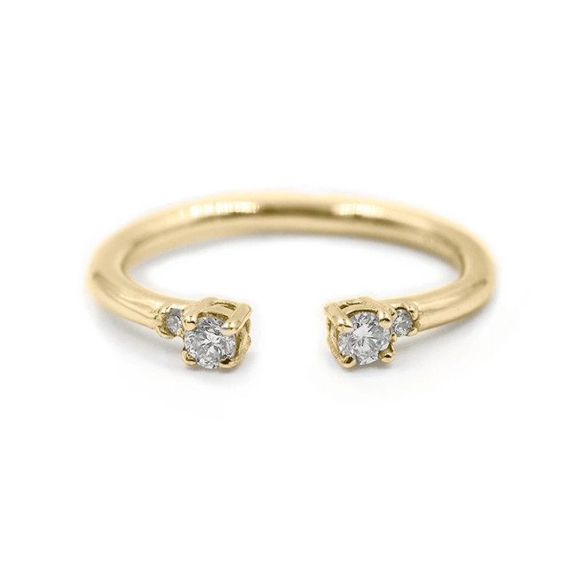 14k Solid Gold Prong Zircon Open Ring