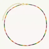 14k Solid Gold Colorful Cubic Necklace