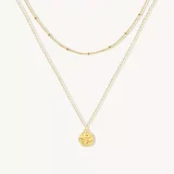 14k Solid Gold Two Layer Pendant Necklace
