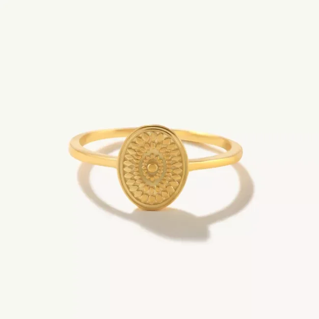 14k Solid Gold Vintage Sunflower Ring