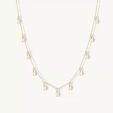 14k Solid Gold Pearl Dangle Necklace