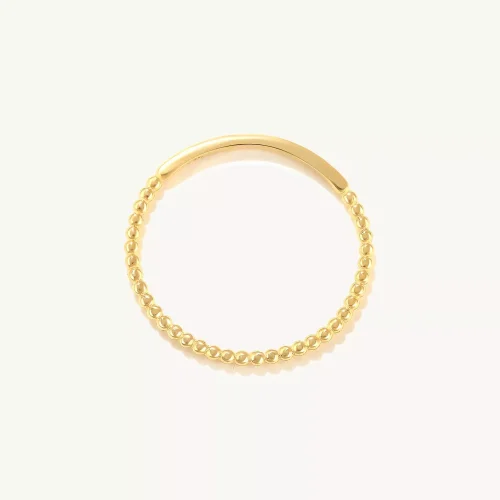 14k Solid Gold Thin Beads Stack Ring