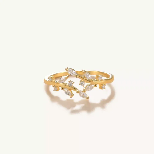 14k Solid Gold Leaves Open Ring