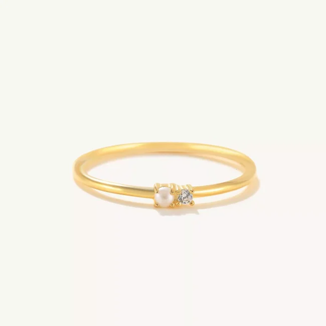 14k Solid Gold Pearl Engagement Ring