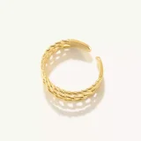 14k Solid Gold Hollow Chain Open Ring