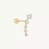 Curved Zircon Climber Earring