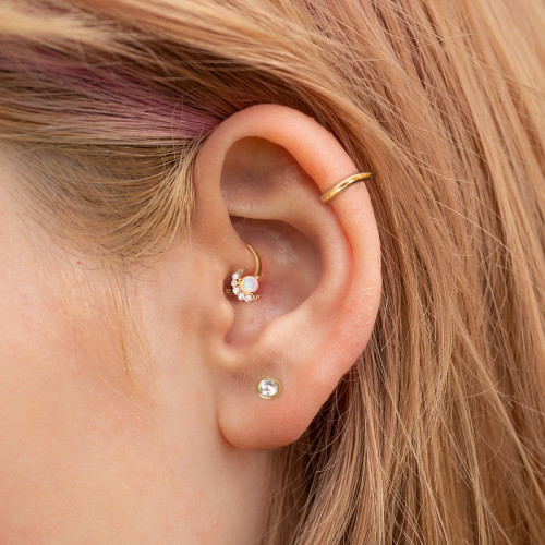 Moon Opal Daith Piercing Earring
