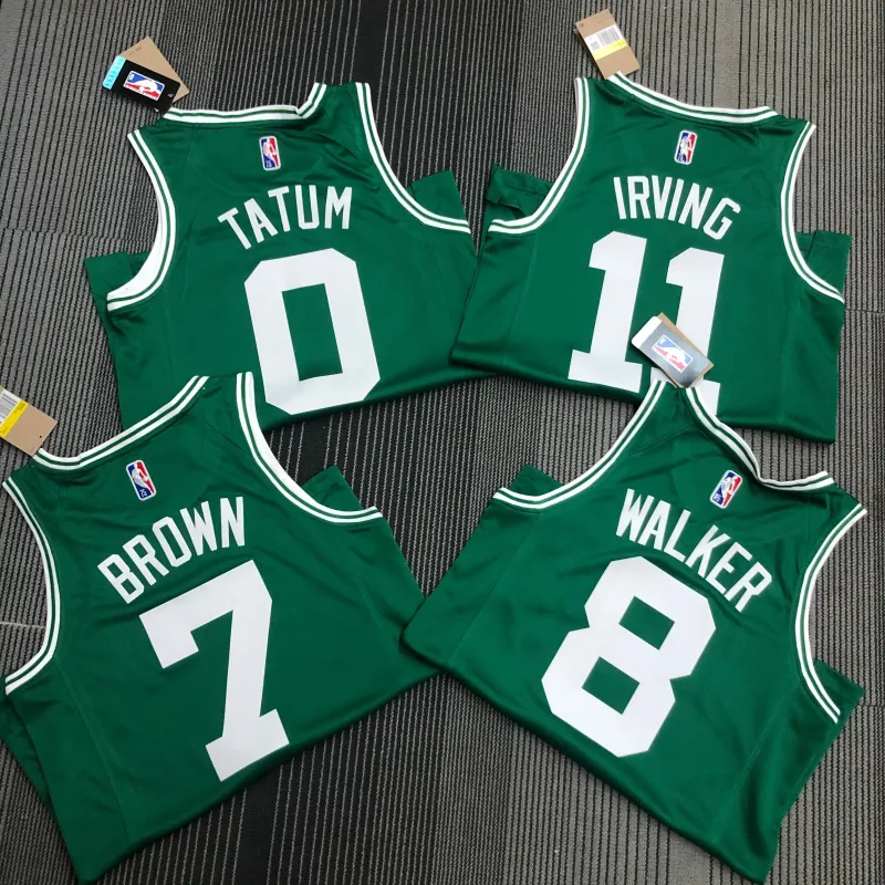 Boston Celtic green 75th anniversary shirt adult IRVING 11 TATUM 0 BROWN 7 WALKER 8