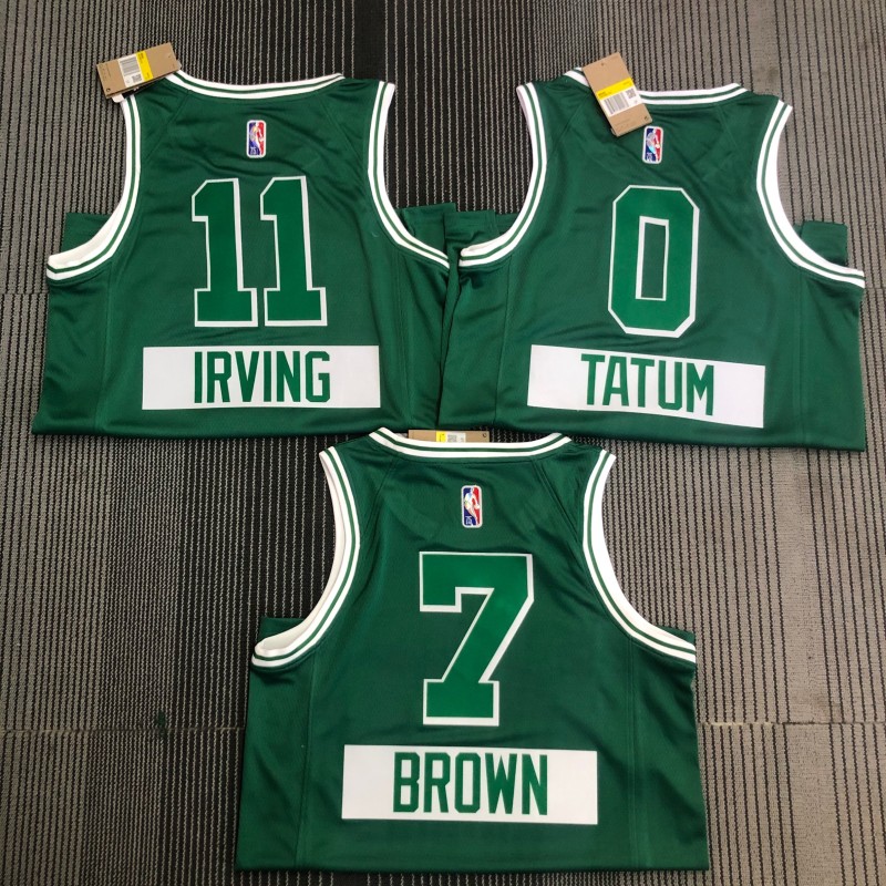 Boston Celtic green 22 season City Edition shirt adult IRVING 11 TATUM 0 BROWN 7