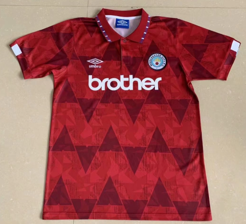 Manchester city 1991 away red retro