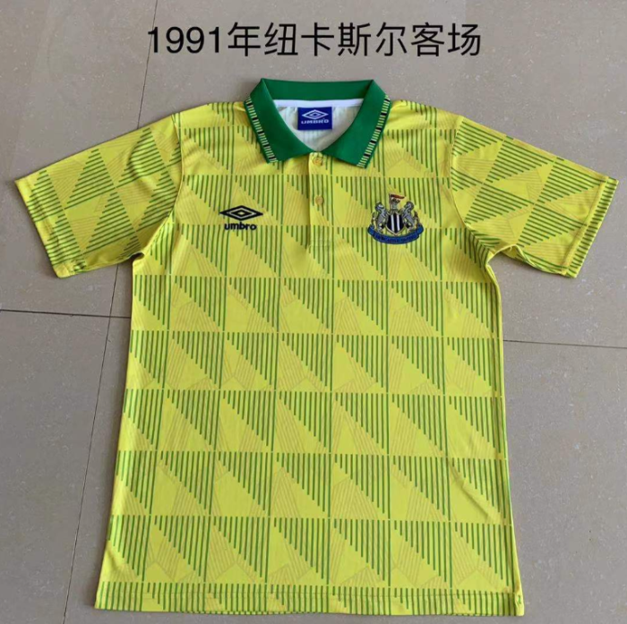 Newcastle united 1991 away yellow green retro